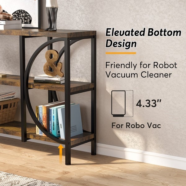 3 Tier Narrow Console Table with Storage Shelves, Industrial Entryway Table Behind Sofa Couch for Living Room