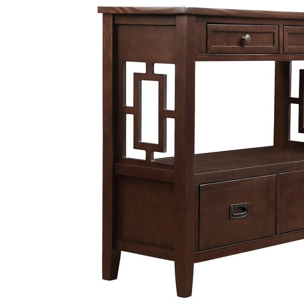 36'' Vintage Style Pine Wood Console Table Sofa Table with 4 Drawers 1 Storage Shelf for Entryway, Living Room