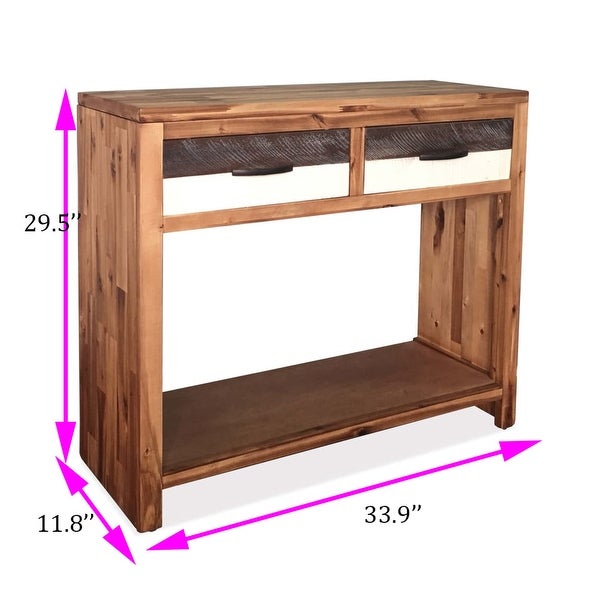 Console Table with Storage Drawer, Solid Acacia Wood Table for Hallway