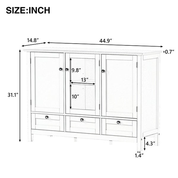 Modern Console Table With 2 Doors,3 Drawers
