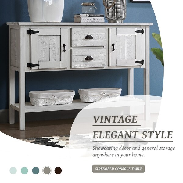 48'' Console Table with 2 Drawers, Cabinets and Bottom Shelf, Retro Style Storage Cabinet for Living Room
