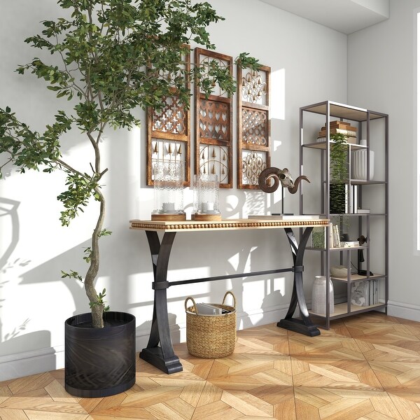 Brown Metal Industrial Console Table 31 x 51 x 16