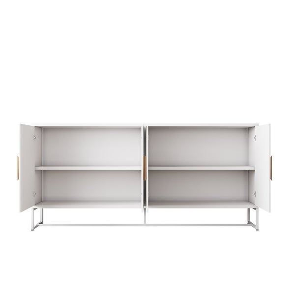 White Modern Sideboard,Kitchen Storage Cabinet with Metal Legs