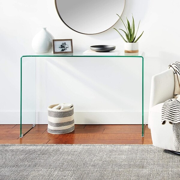Modern Contemporary Bent Glass Entryway Console Table, 43
