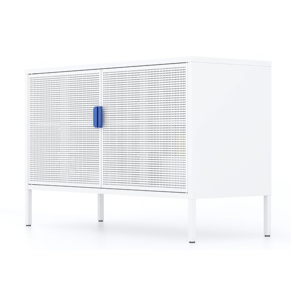 Metal Storage Locker Cabinet, Adjustable Shelves Free Standing Ventilated Sideboard Steel Cabinets