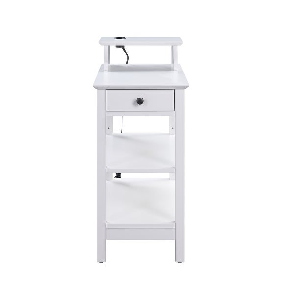 ACME Slayer Side Table with USB Charging Dock in White