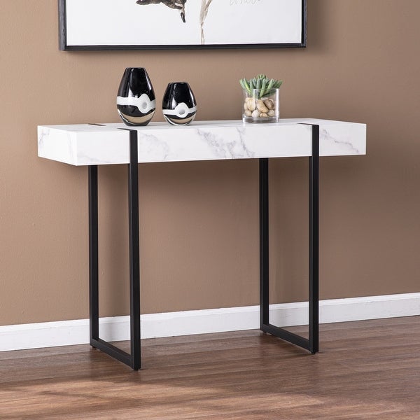 Rahilee Marble Console Table, White