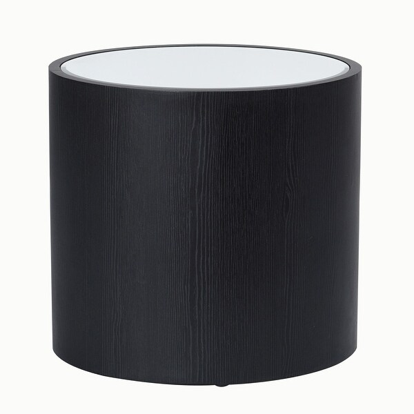 Dann Foley Lifestyle - Oval Side Table - Black Veneer, Inset Mirrored Table Top
