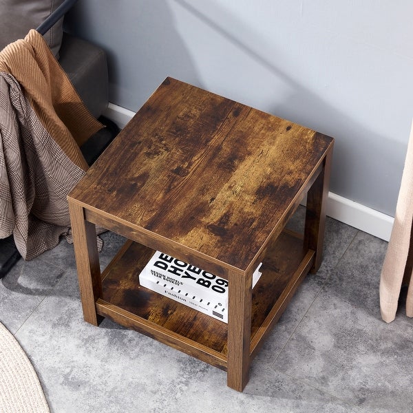 Side table , 2-tier Small Space End Table with Storage Shelf