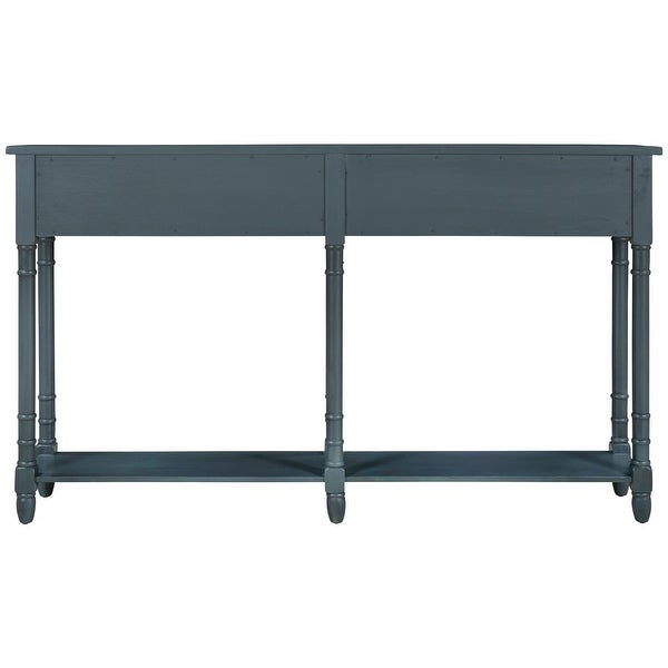 Rustic Console Table with 2 Storage Drawers and Round Deco Knob, Sofa Table with 1 Bottom Storage Shelf