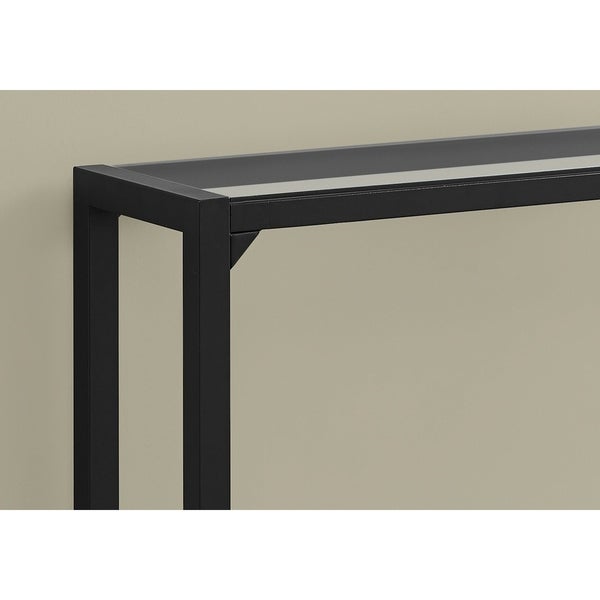 Accent Table, Console, Entryway, Narrow, Sofa, Living Room, Bedroom, Metal, Tempered Glass, Clear, Contemporary, Modern