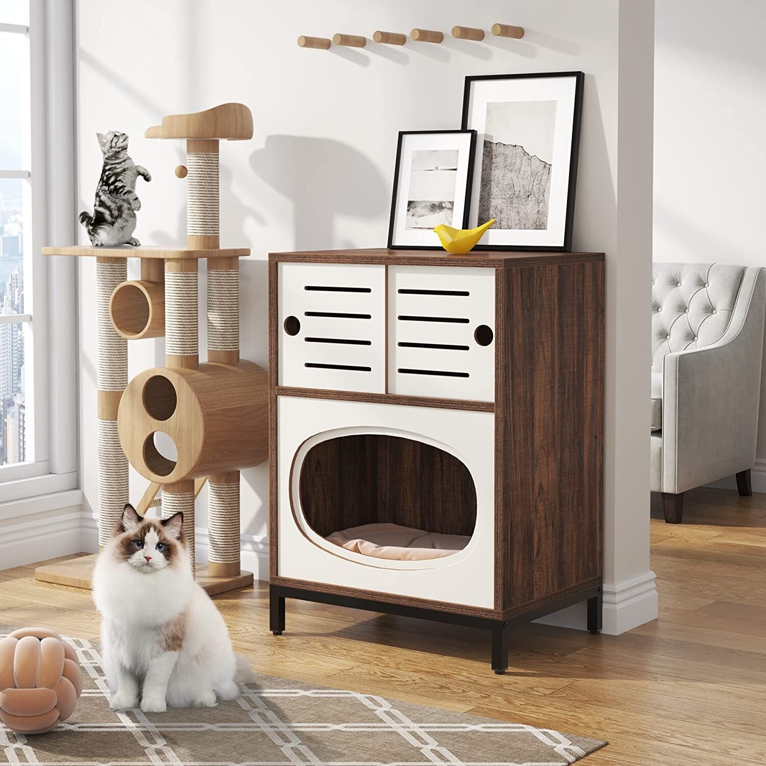 Cat Litter Box Enclosure, Cat House Side Table, Cat Furniture