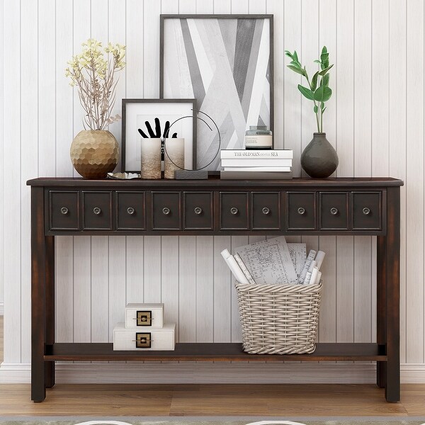 Rustic Entryway Rectangle Console Table, 60