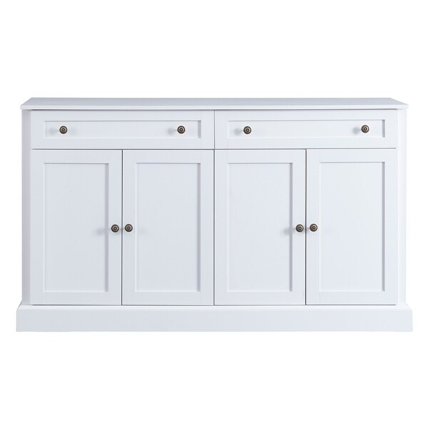 White Wood Entryway Console Table Storage Sideboard with 2 Drawers