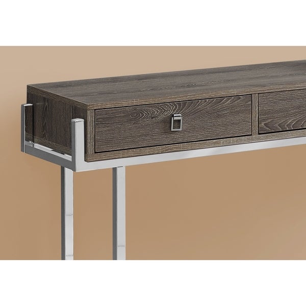 Accent Table, Console, Entryway, Narrow, Sofa, Storage Drawer, Living Room, Bedroom, Metal, Laminate, Chrome