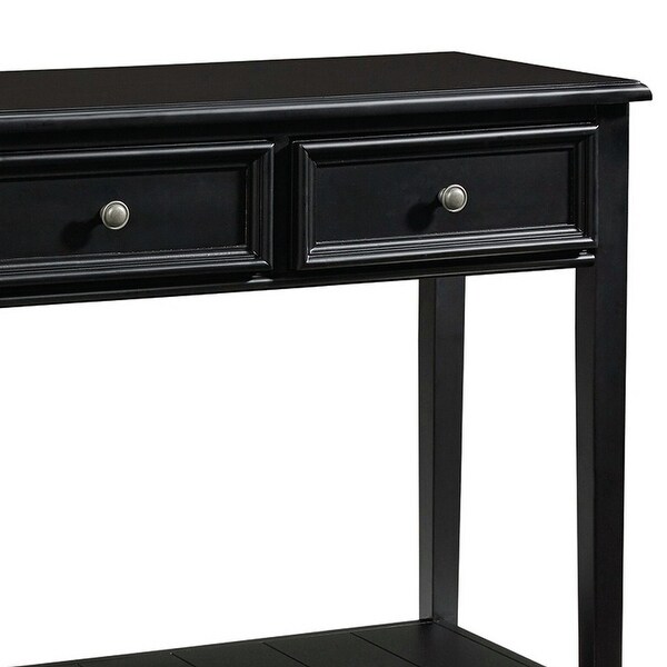Billy 50 Inch Sofa Console Table, 3 Drawers and Plank Style Shelf, Black