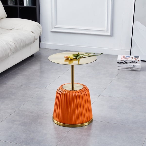 Metal Covered Side Table, Small Sofa Table, Exquisite End Table with Gold Table Top, Living Room Side Table