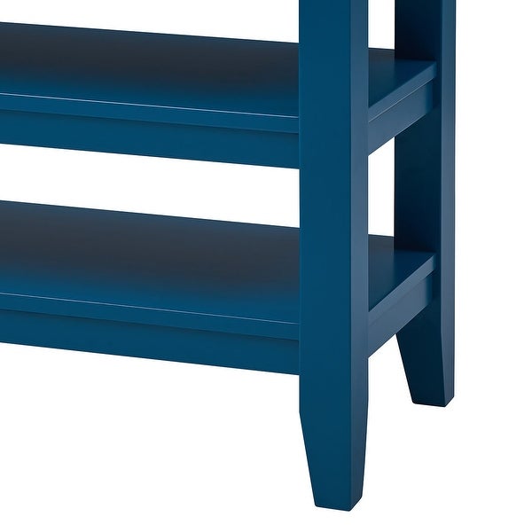 48'' Modern Console Table Sofa Table with 3 Drawers and 2 Shelves, Entryway Table with PineWood Top for Living Room and Hallway