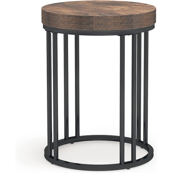 Round Side Table End Table for Living Room Bedroom, Thick Sturdy - 9.69 x 9.84 x 23.62 inches