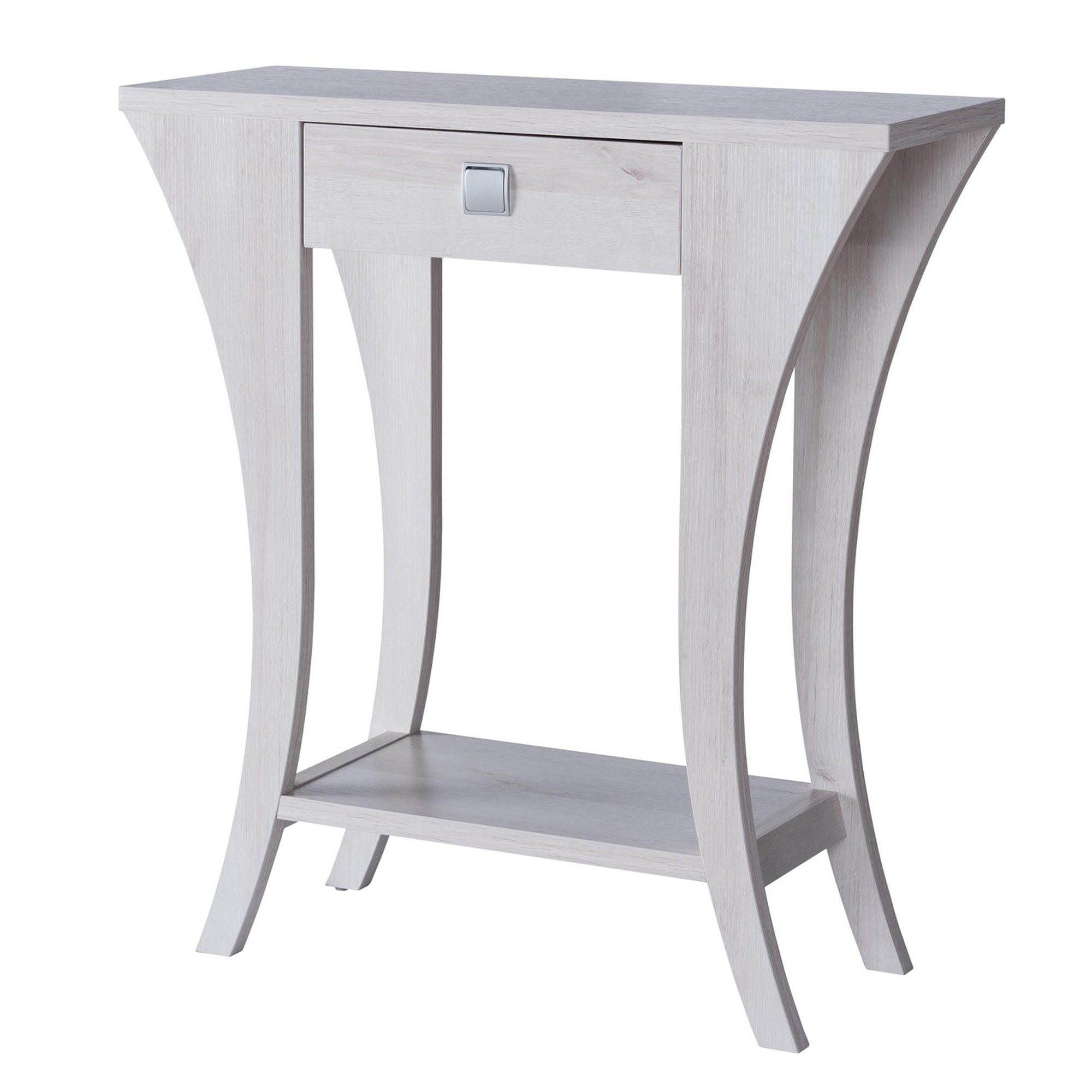 33 Inch 1 Drawer Wooden Console with Curved Legs, White
