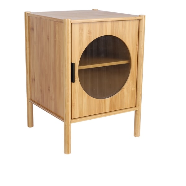1 Door nightstand,Bamboo Mid Century Modern Nightstand