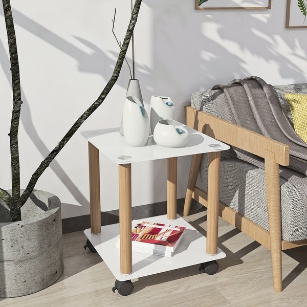 1-Piece Black Side Table , 2-Tier Space End Table ,Modern Night Stand, Sofa table, Side Table with Storage Shelve