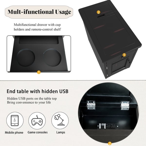 Retro Stylish Nightstand, Two tone Vintage Livingroom End Table Side Table