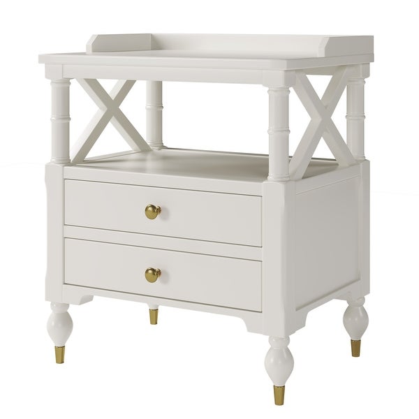 Modern White 2 Drawer Nightstand