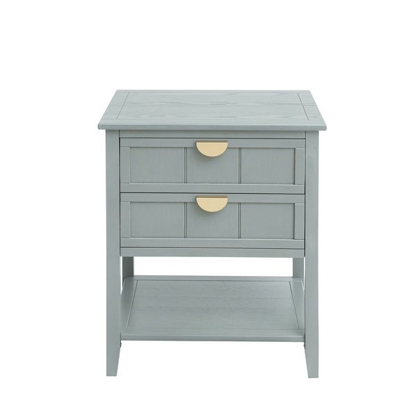 2-Drawer Side Table with Storage Shelf, Traditional End Table, Narrow Telephone Nightstand for Living Room, Bedroom