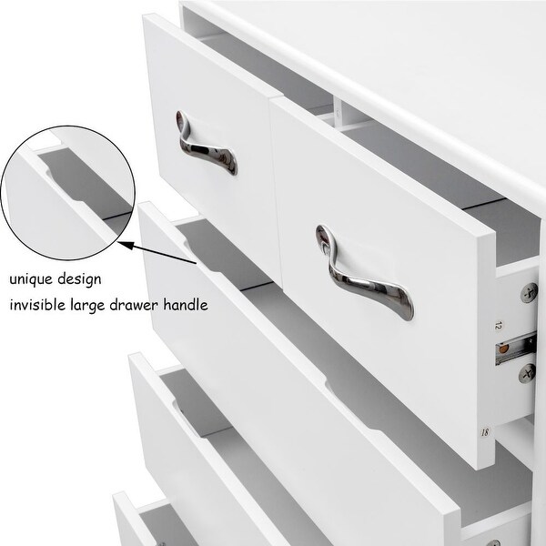 Six Drawer Storage Cabinet Side Table,White