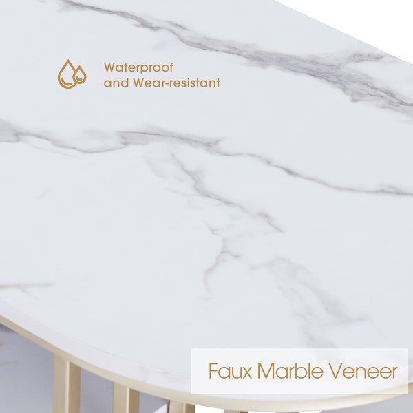 Ivinta Console Table with Storage, White Gold Entryway Table with Shelves, Gold Sofa Table for Living Room, Hallway