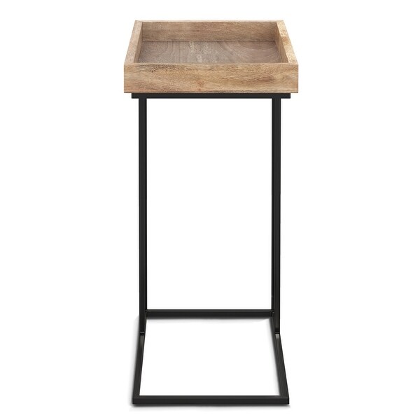 WYNDENHALL Matty SOLID MANGO WOOD and Metal 18 inch Wide Rectangle Industrial C Side Table in Natural, Fully Assembled
