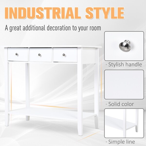 HOMCOM Console Table Industrial Desk with Drawer Bottom Shelf and Large Tabletop for Pictures, Great for the Entryway
