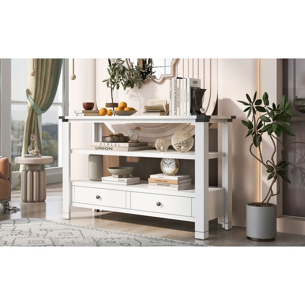 51.2'' Modern Console Table Sofa Table for Living Room, stairs area, and next to sofa with 2 Drawers and 2 Shelves