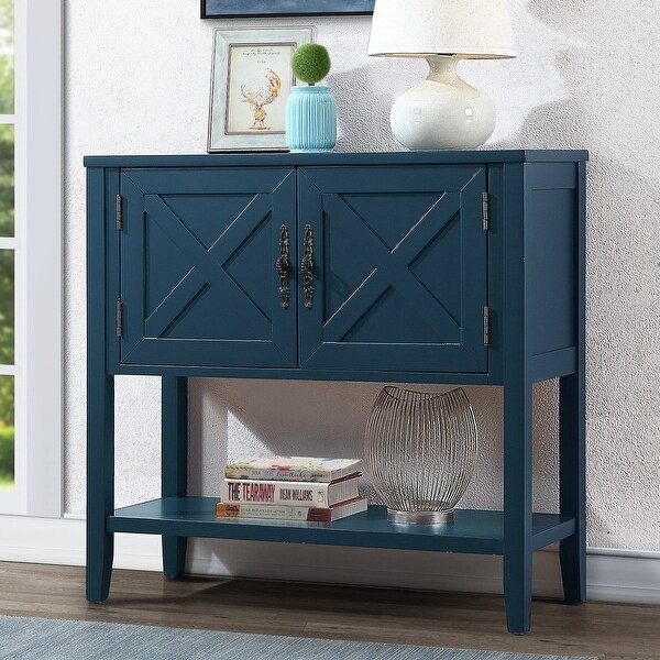 35'' Wood Sideboard Console Table with Bottom Shelf and 2 Door Cabinet for Living Room, Entryway, Kitchen Dining Room Furniture