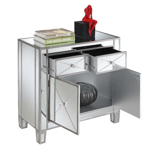 Gold Coast Vineyard 2 Drawer Mirrored Hall Table, Silver Color