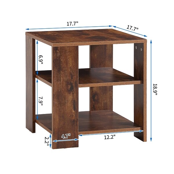 3 Tier Square End Table Simple Style Design Side Table with Storage Nightstand for Living Room, Bedroom, Sofa, Hall