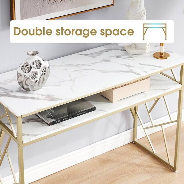 ivinta Modern Narrow Console Table with Storage, White Entryway Table