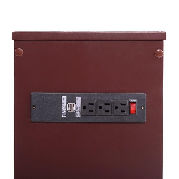 Narrow Side Table/Coffee Table with Storage Open Shelf,Cup Holders and USB Charging Station