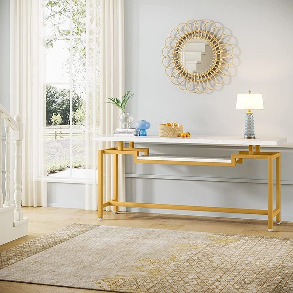 70.9 inch Console Table, Narrow Long Behind Sofa Table with 2 Ties for Entryway, Hallway, Living Room, Rustic Brown