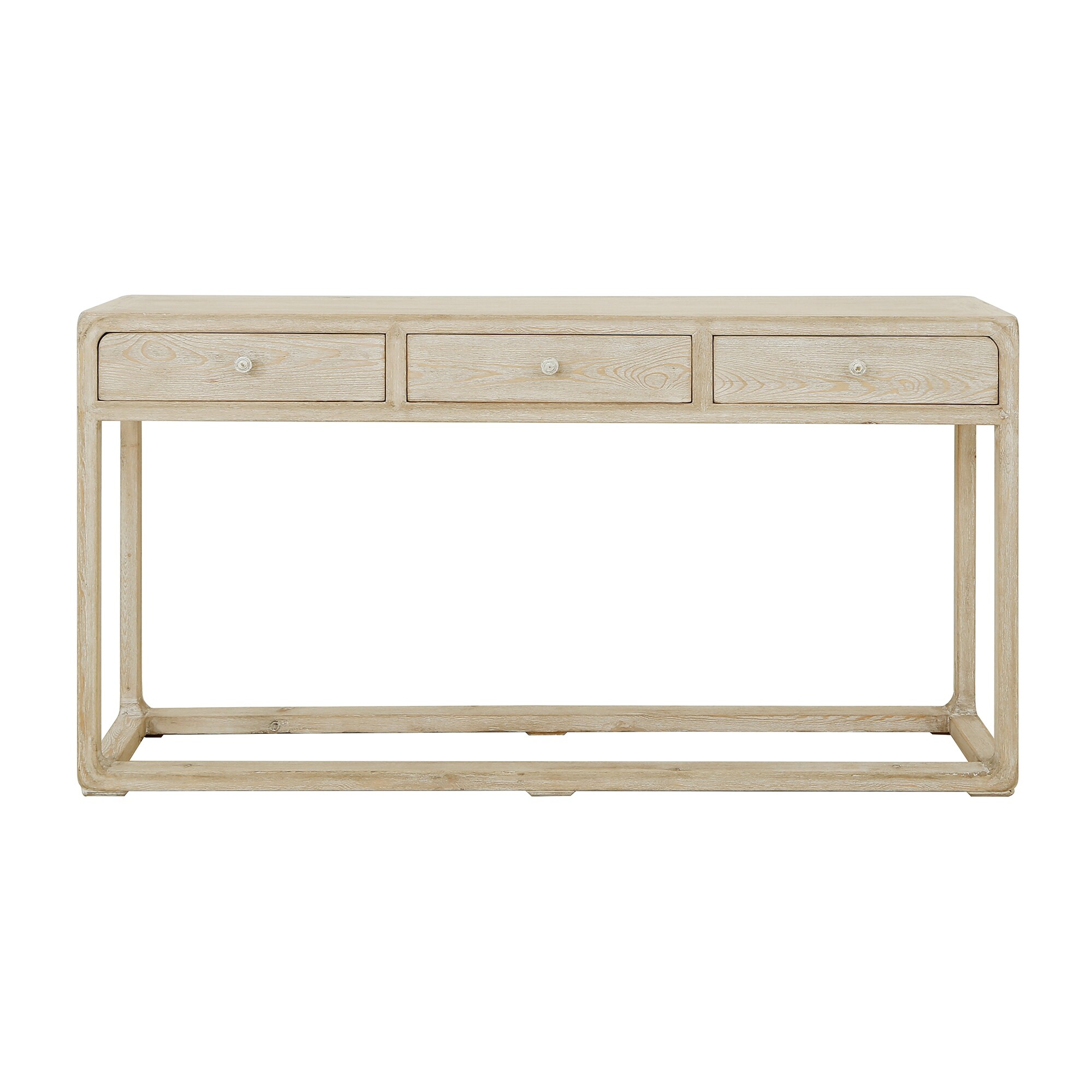 Artissance Reclaimed Peking Console Table With 3 Drawers and Weathered White Wash Finish, 34 Inch Tall