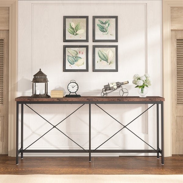 71Inches Extra Long Sofa Console Table, Industrial Narrow Entryway Table