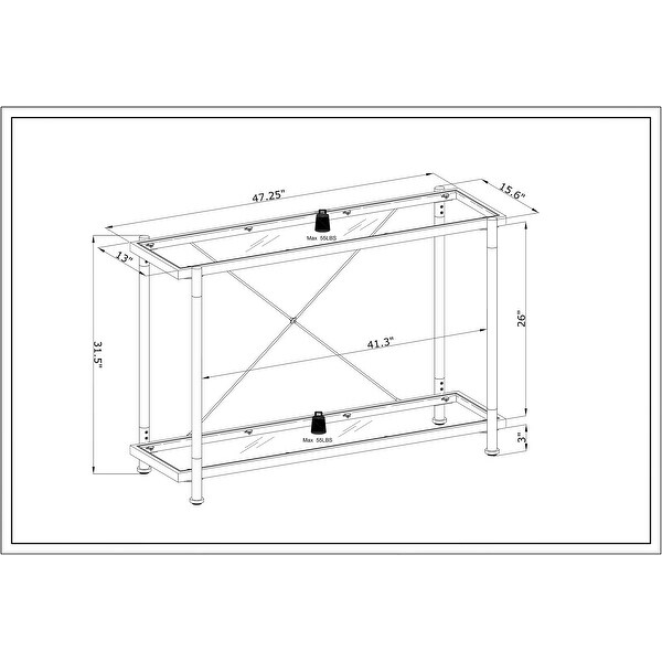 Acrylic Glass Side Table,Chrome Sofa Table, Console Table for Living Roomand Bedroom