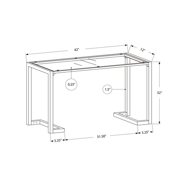 Accent Table, Console, Entryway, Narrow, Sofa, Living Room, Bedroom, Metal, Tempered Glass, Clear, Contemporary, Modern