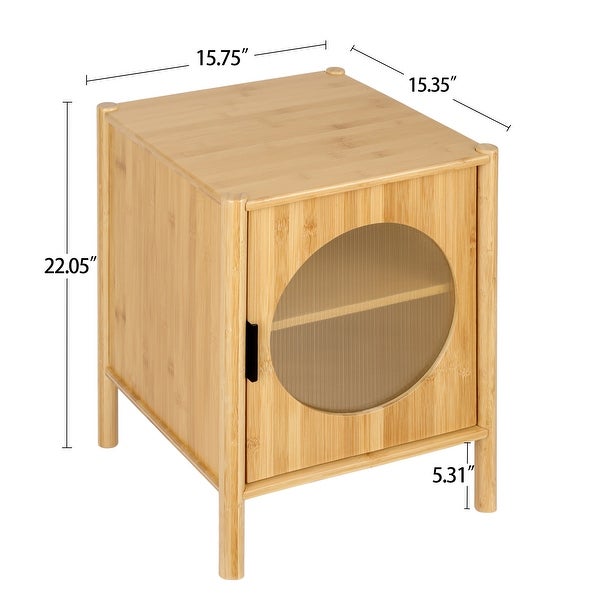 1 Door nightstand,Bamboo Mid Century Modern Nightstand
