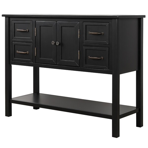 Console Table with 4 Drawers, 1 Cabinet and 1 Shelf
