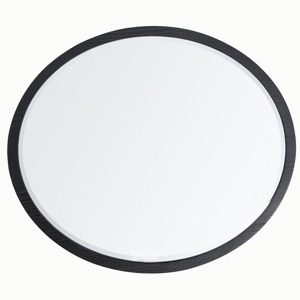 Dann Foley Lifestyle - Oval Side Table - Black Veneer, Inset Mirrored Table Top