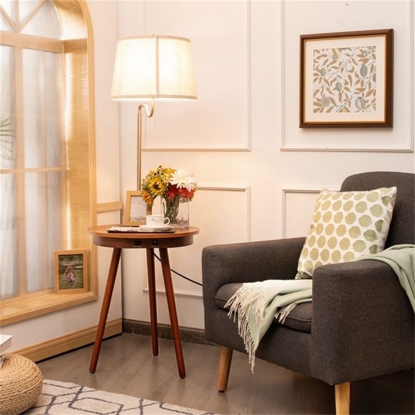 End Table Floor Lamp Table Lighting Wireless, Side Table with Charger