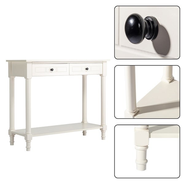 2-Tier Console Table with 2 Drawers, Sofa Table with Storage Shelves