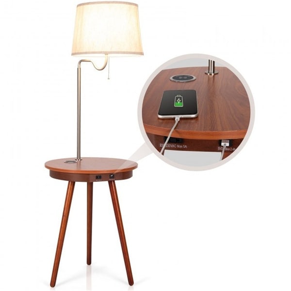 End Table Floor Lamp Table Lighting Wireless, Side Table with Charger